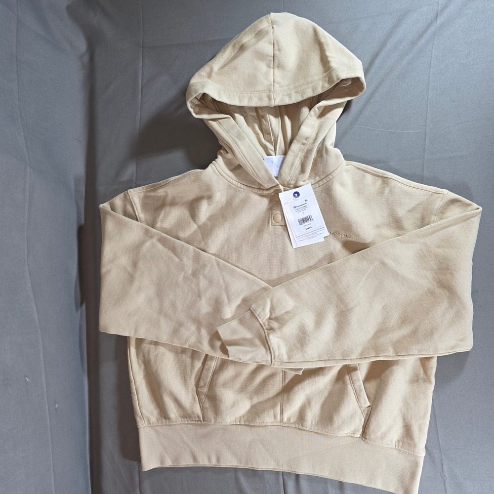 Champion Womens Snap Pullover Hoodie Irish Cream Beige CPW253TL09003 Medium